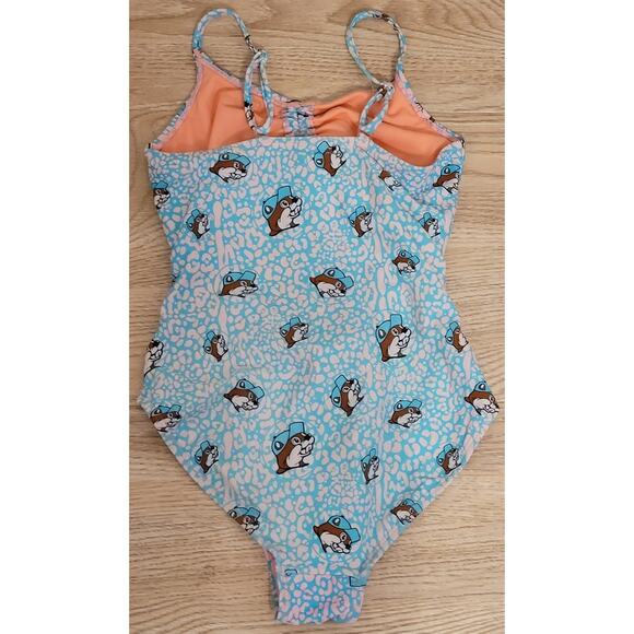 Buc-ee’s Leopard Blue Orange One Piece Adjustable Straps Swim Suit 2025 Medium - Picture 3 of 4